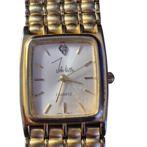 John Weitz Womans watch Tank styled Gold Tone Y2K Great Gift Vintage Dress
